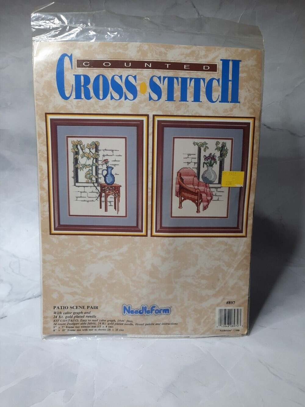 Needleform Counted Cross Stitch Kit Patio Scene Pair 897 Vintage 1990